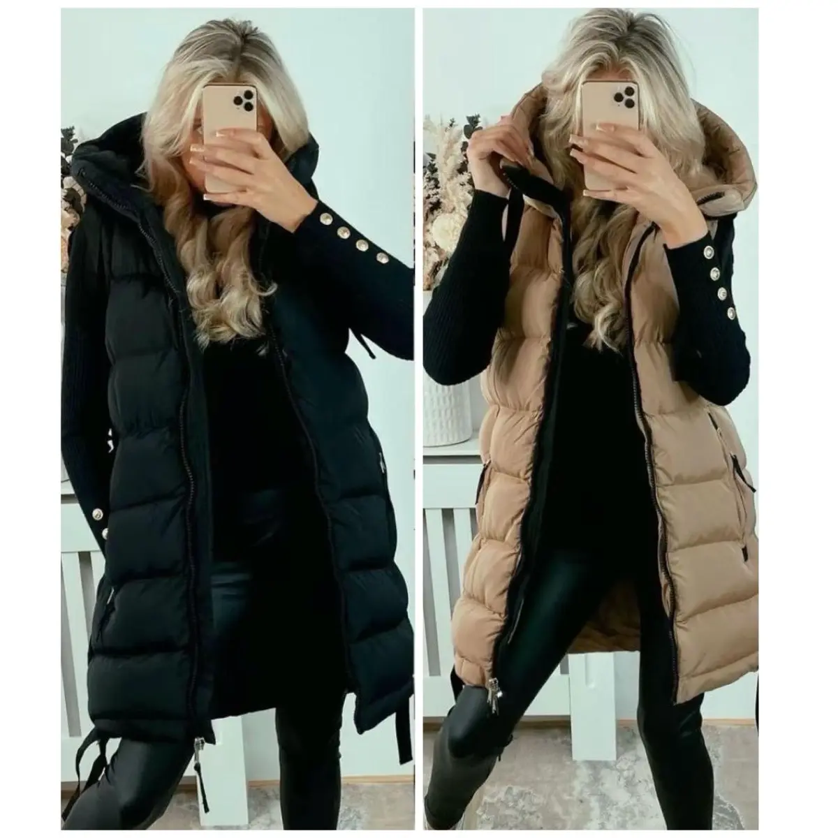 Bella premium Padded Hooded Zipper Gilet is designed to be both functional and fashionable, making it an essential addition to your wardrobe.