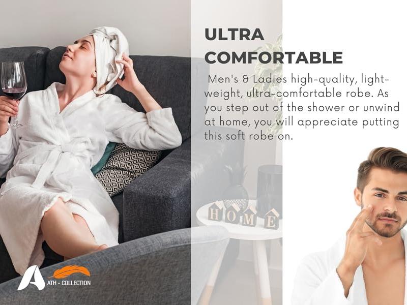 Men's & Ladies House Bathrobe Shawl 100% Egyptian Cotton Terry Towelling Hooded Luxury Robe Collar Dressing Gown Unisex Comfort Comfortable babylon Womenswear Light Summer Loungewear Plush Pockets Nightwear Soft Women Underwear Lady 4