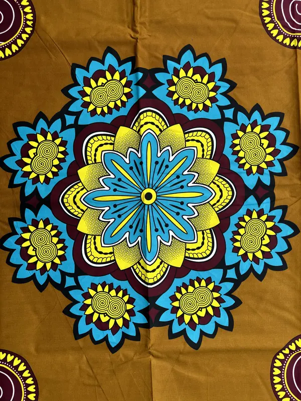African Wax Print Polycotton Fabric, 6 Yards, for Dressmaking, Quilts, Skirt, Apparel, Sewing, Crafting Material, 45" Inch Wide, 6 Yards Piece (5.4m Long x 1.2m Wide) 1