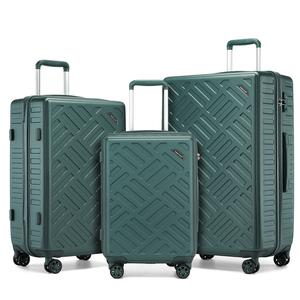 [MissLulu Bags] Puzzle Design ABS+PC Luggage Set 20"/24"/28" Durable Hard Shell Suitcases with TSA Lock - Hunt Green
