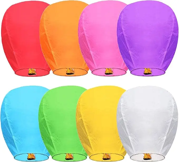Sky Lanterns (8 Pack) 100% Biodegradable No Assembly Required - Beautiful Lantern for Weddings, Birthdays, Parties,Memorials and Much More