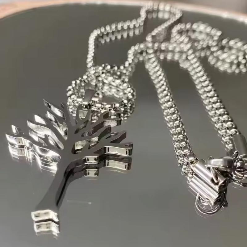 New Hip-Hop Style Stainless Steel Tree of Life Pendant Necklace for Men and Women - Poison Tree Design 2