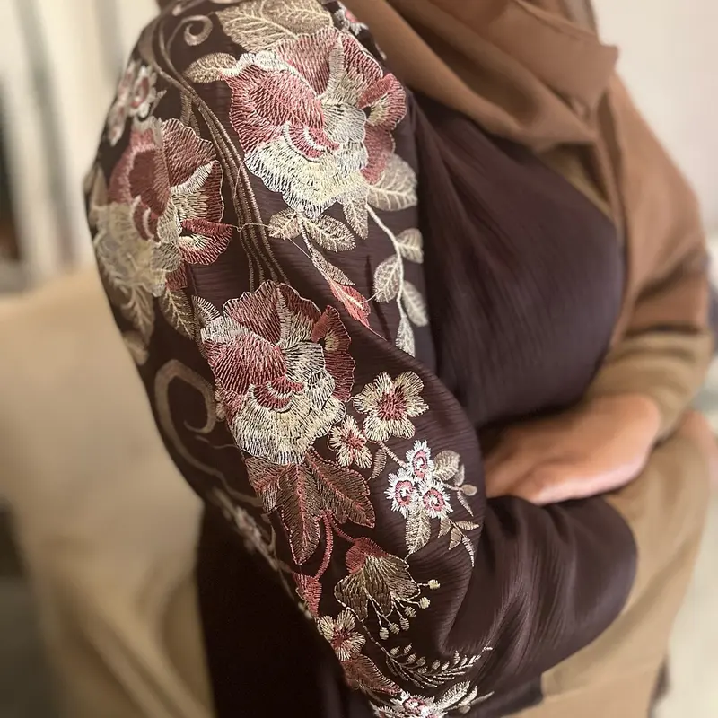 FAIZA 3 Piece Embroidered Open Abaya 1