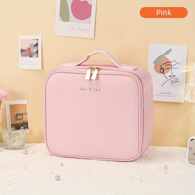 Travel Makeup Bag with LED Light Mirror 3 Color Adjustable Brightness, Waterproof Cosmetic Case Organizer with DIY Dividers, Toiletry Makeup Case Christmas Gift for Her 2