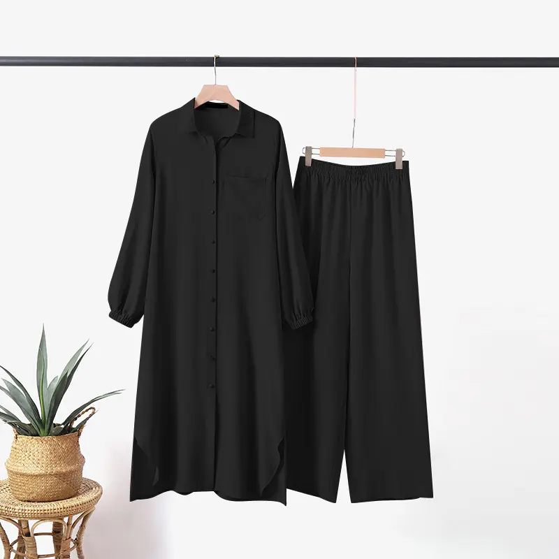 HS0628 HASA SERIES 2023 summer Muslim women's two-piece suit abayas crew neck elegant crew neck modest crew neck casual 6