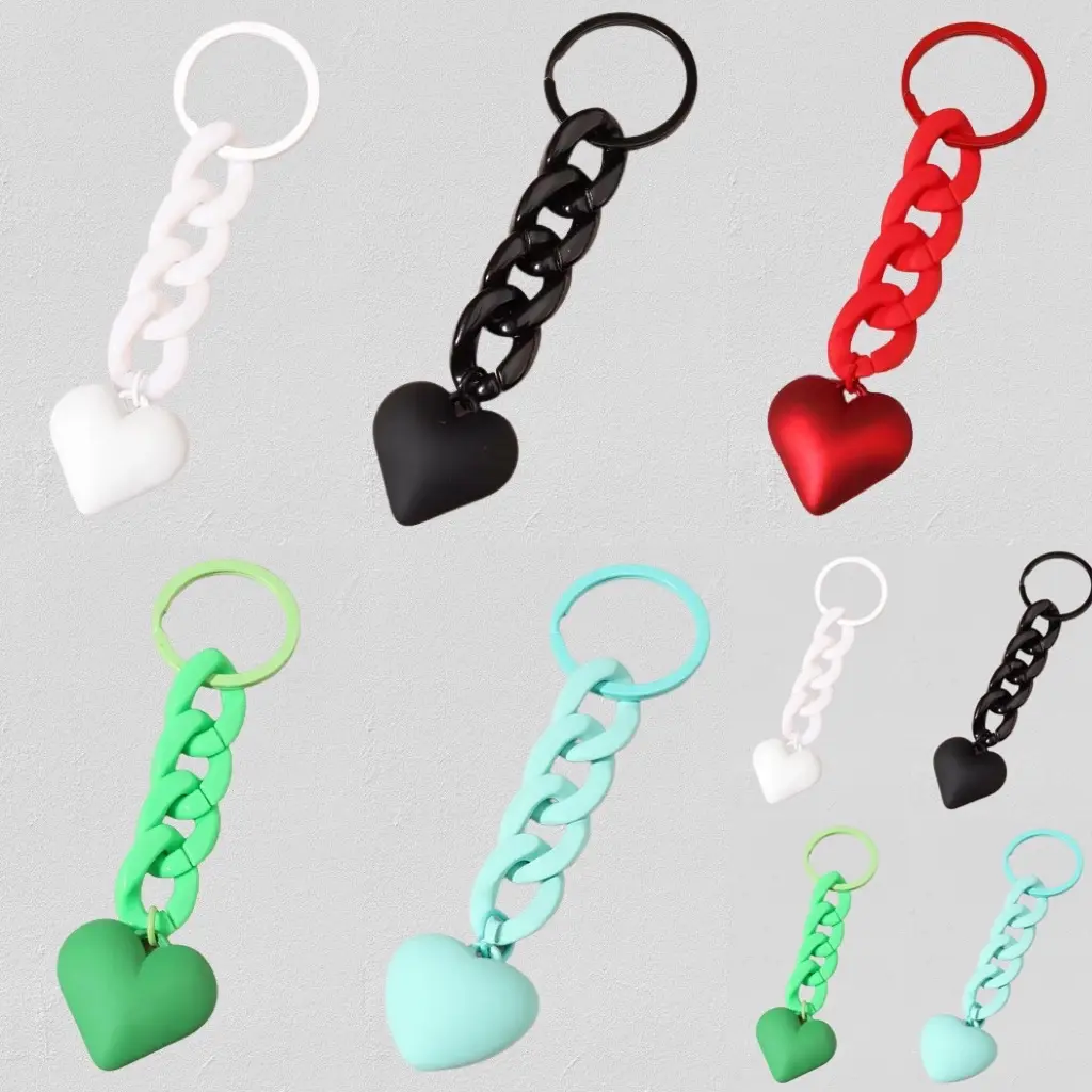 Cuban Heart Chain Charm Keyring