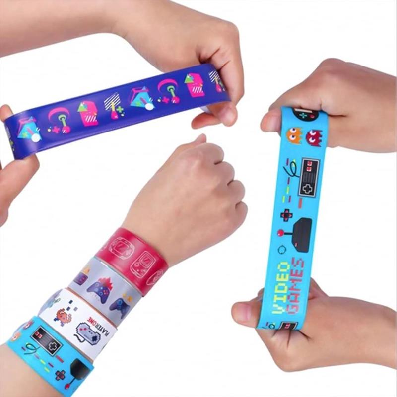 Assorted Wristband Gift - Slap Bands for Kids - Birthday Party Favours Pack - Snap Bands Kids Party Supplies 4