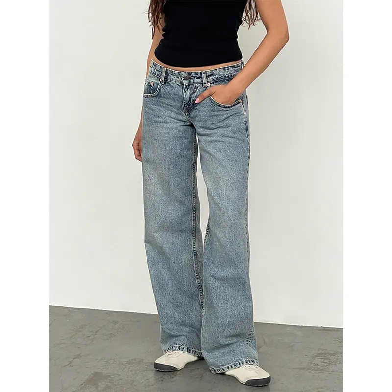 Straight-leg High Waist Jeans Women 2025 New Leg Pockets Pants Y2k Long Denim Trousers Vintage Grey Washed Jeans Womenswear Bottom Lady Comfort Streetwear Basic Minimalist plus  size womens  jeans 2