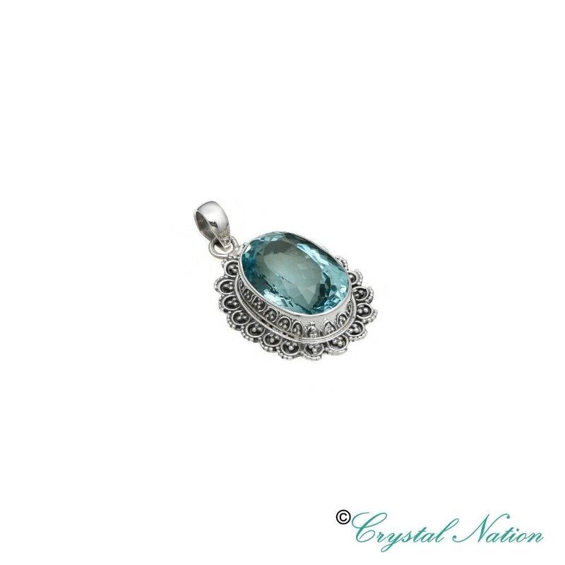 Blue Topaz Sterling Silver Pendant  ( 20588 ) 0