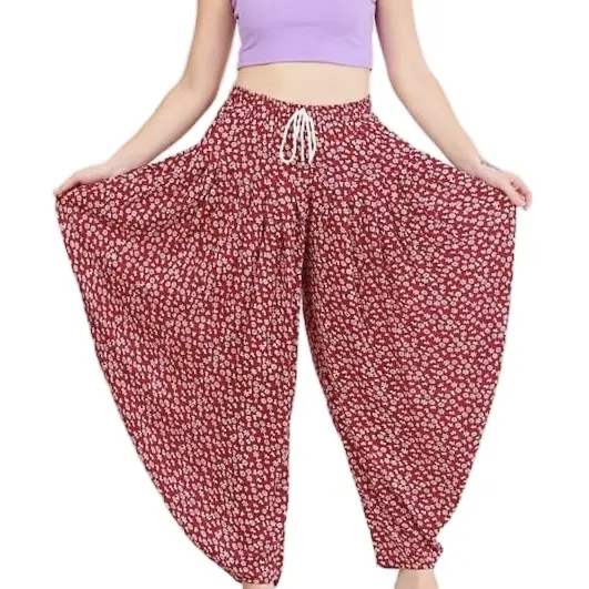 Women’s gathered draped baggy harem trouser ladies alibaba long yoga trouser pants floral pant 3