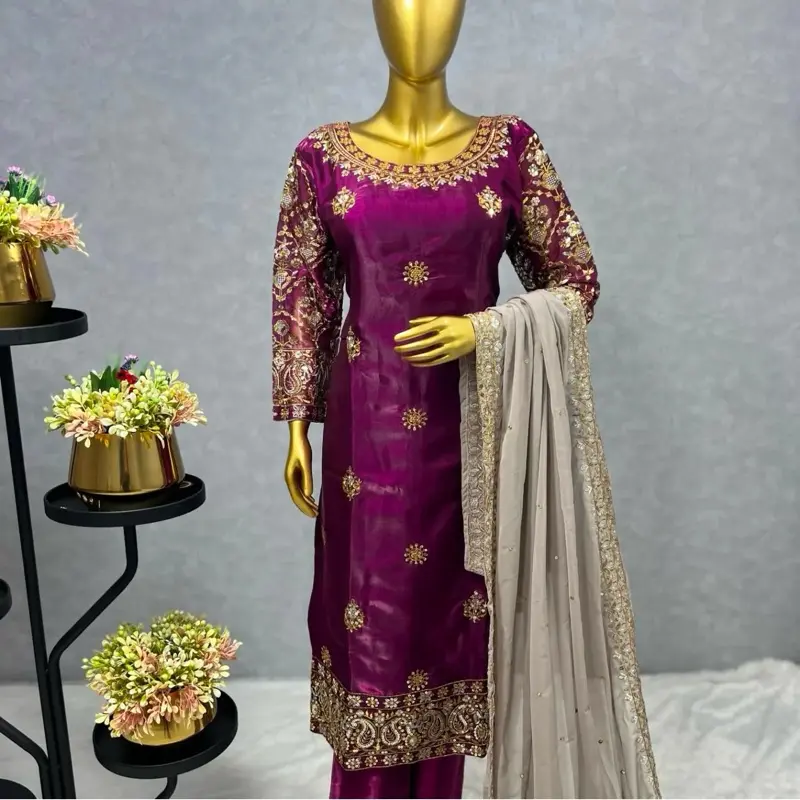 3-Piece Salwar Kameez Readymade Collection | Fancy Kurti with Embroidery, Bottom & Dupatta for Party, Wedding, Eid & Festive Occasions Traditional Womenswear south Asian Comfort Clothing dresses mehndi dress indian pakistaniclothes pakistani Silk suit sti 7