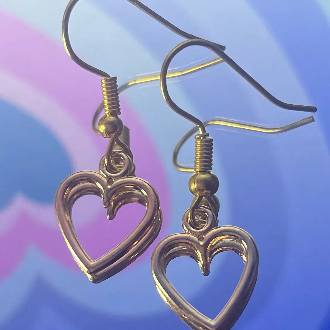Golden Coloured Love Heart Earrings