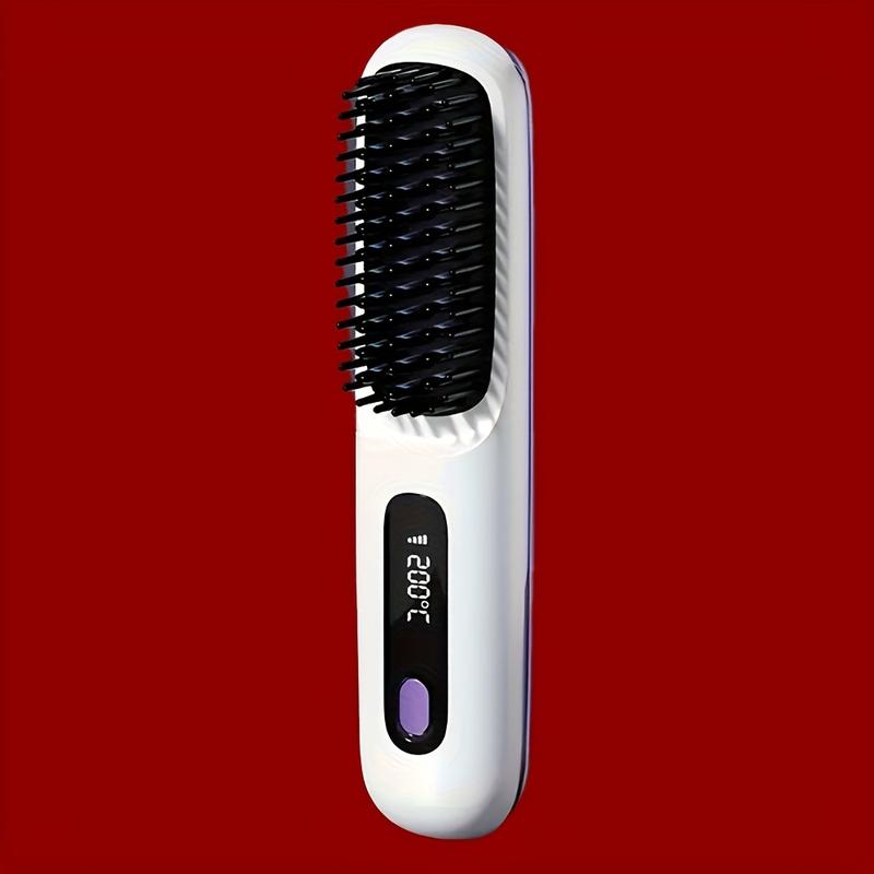 Cordless Hair Straightener Brush, Portable Negative Ion Hot Comb Long Battery Life with USB Rechargeable Feature Fast Heating 3 Temp Settings Anti-Scald, 20Mins Auto-Off, for Travel Comfort 3