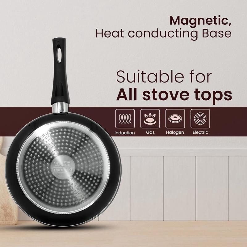 Daifort Nonstick Frying Pan 20cm- Breakfast24cm-26cm-28cm-30cm-32cmLayer Non-Stick Coated Granite Fry Pan with Induction Bottom/Scratch Resistant/Suitable for Induction, Electric and Gas Hobs/- Black Cookware 6