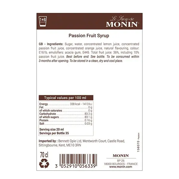 MONIN Premium Passion Fruit Syrup 700ml 4