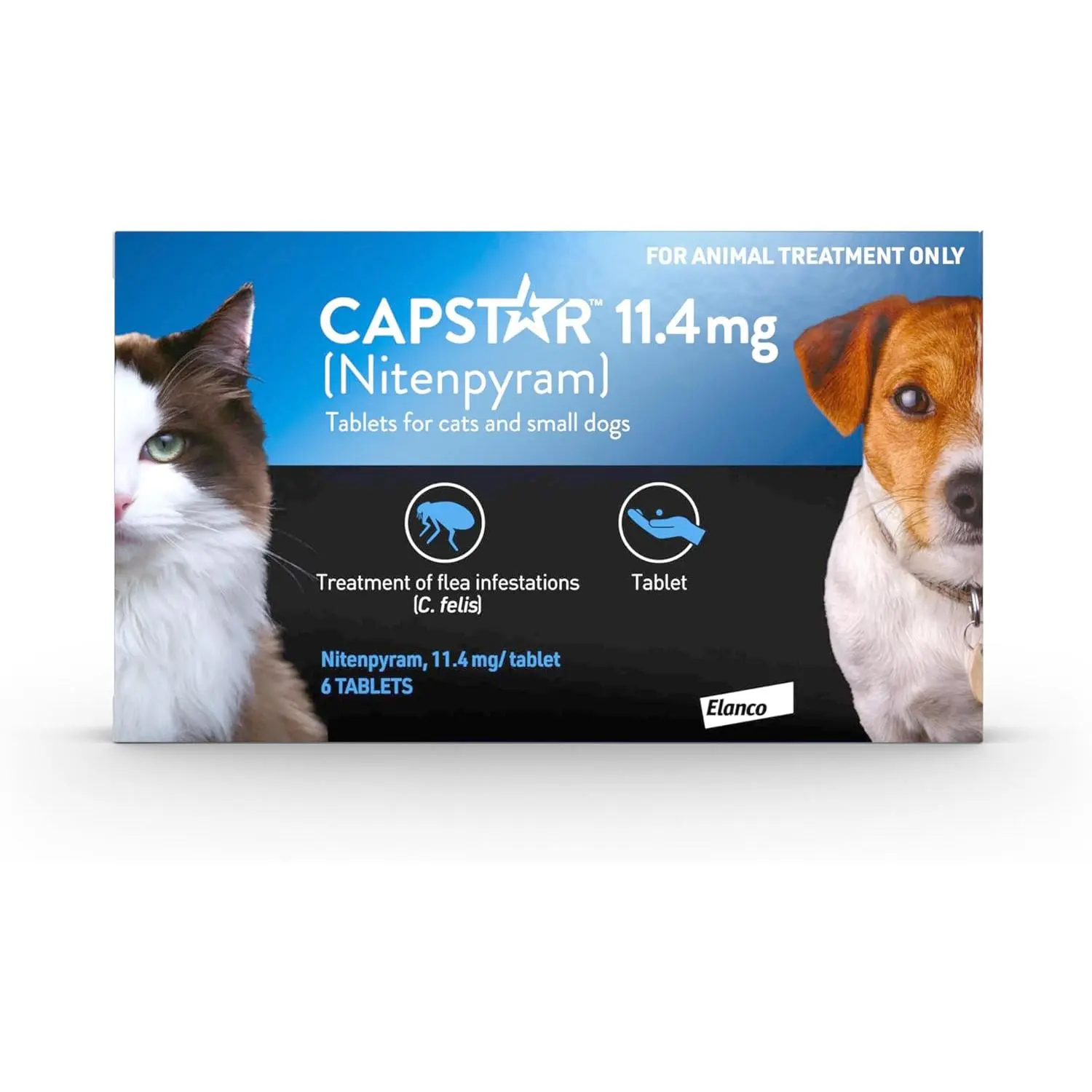 Capstar Flea Tablets for Dogs and Cats from 1kg to 11kg, Oral Medication for Flea Treatment in Small Dogs and Cats, Contains 6x 11.4mg Nitenpyram Flea Tablet