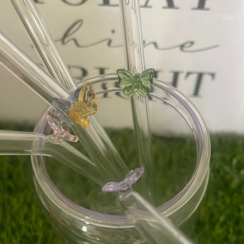 Glass Butterfly Straw for Cups Drinkware Reusable Glass - Libbey Cup, replacement straw, eco-friendly straw zak Cups & Saucers 3