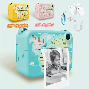 Instant Print Camera for kids, 1 Set Selfie Digital Camera with 3 Rolls Print Paper & Lanyard, High Definition Video Camera, Portable Printer, Kids Toys, Teenage Boy Gift Durable