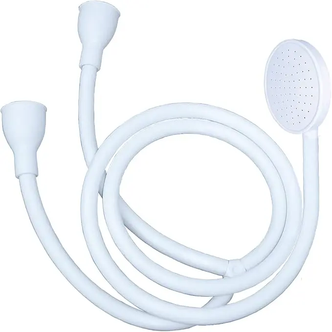 Premium Bathroom Accessory: Vector Double Tap Shower Spray, Push-on-Fitting, White, 1.5 Meters