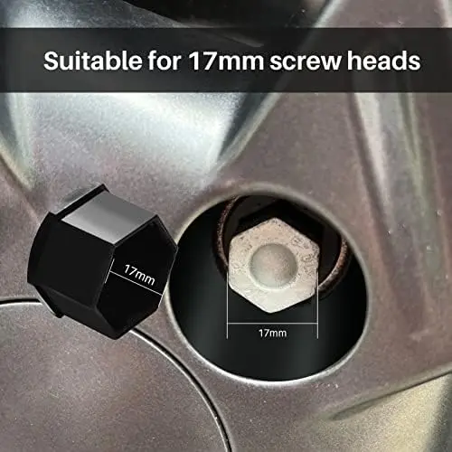 20 Pieces Wheel Nut Caps Wheel Nut Covers 17mm Bolt Cover Car Wheel Caps for Cars- Not Suitable for Q7(17mm) (Black, 17mm) 1