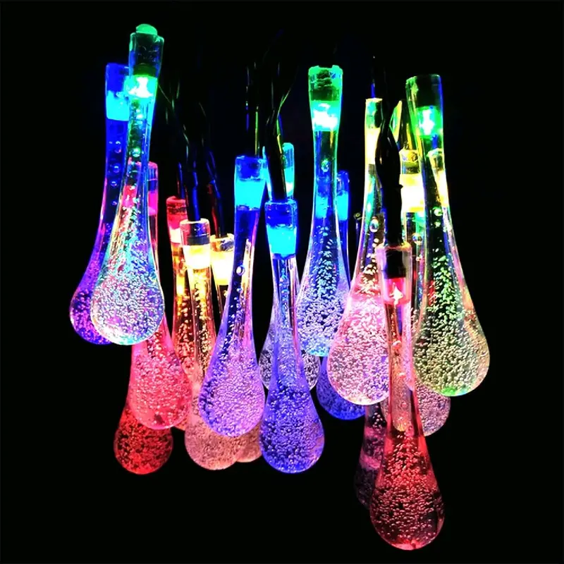 50 LED Teardrop Solar Lights Outdoor Garden Waterproof, Multicolor Solar String Lights, 22.6Ft/6.9M Length 8