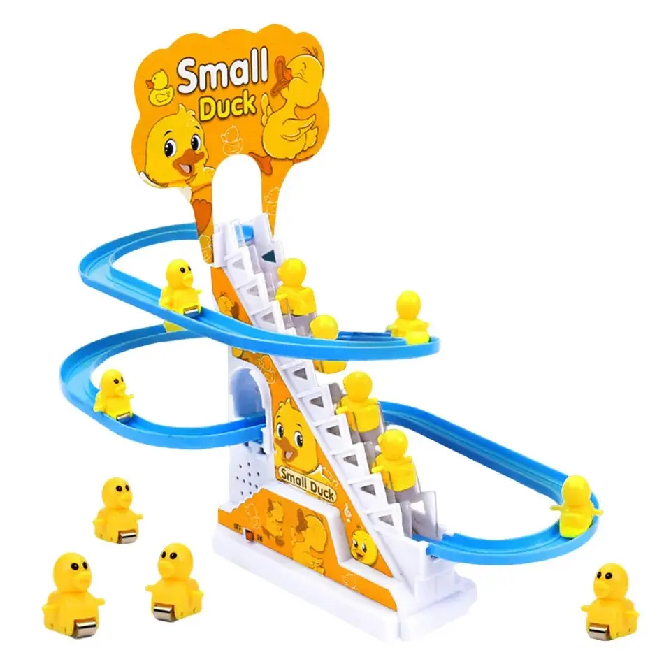 Kids Little Duck Climbing Stairs Toy Electric Chasing Race Track Game Kids Gifts