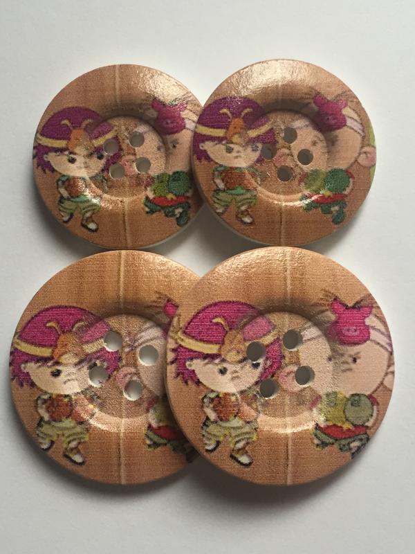 3pcs SMALL LARGE Wooden Buttons Sewing Craft 31mm 38mm wide 4 holes 2