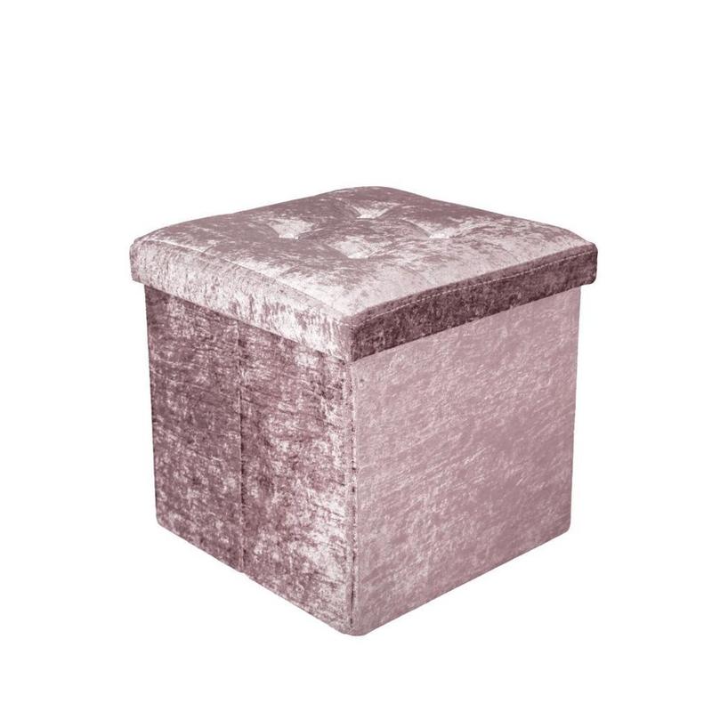 Crushed Velvet Diamante Ottoman Folding Storage Box Seat Foot Stool Bench 2 Size 5