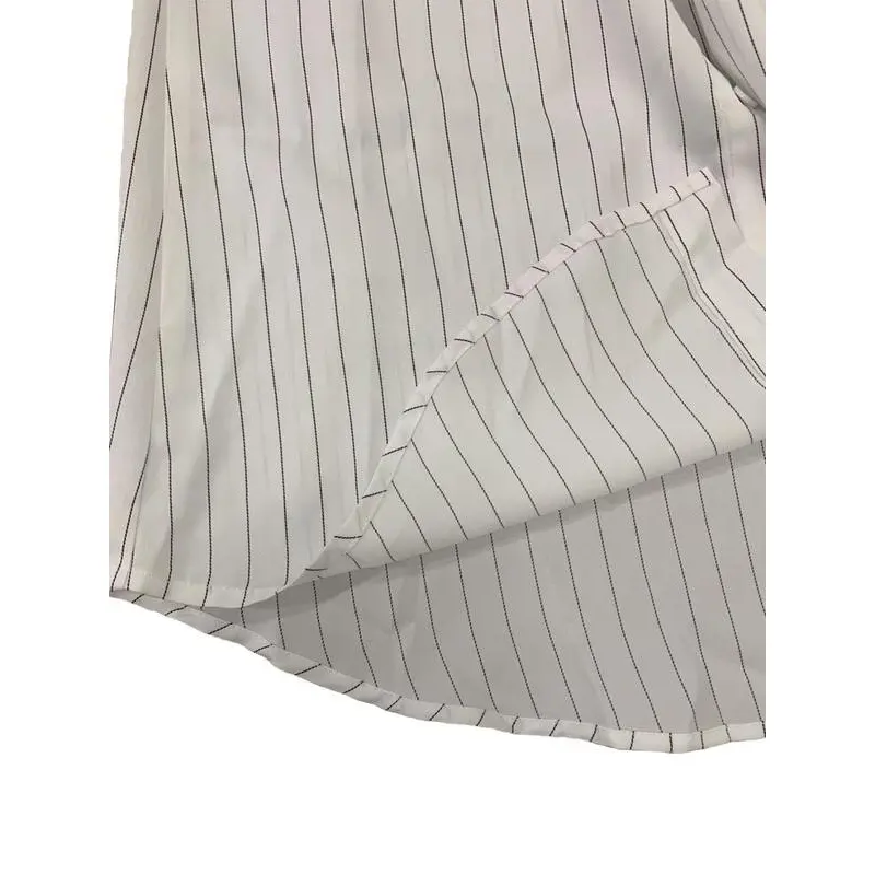 Women's Striped Print Button Front Pocket Long Blouse, Casual Drop Shoulder Long Sleeve Top for Summer, Ladies Clothes for Daily Wear 6