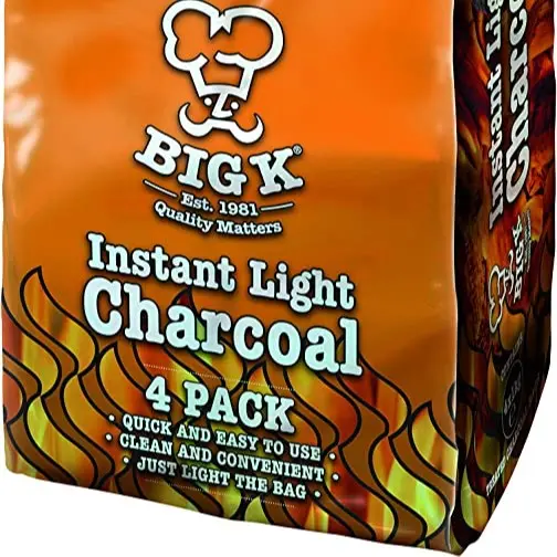 Big K Instant Light Lumpwood Charcoal, 4x1kg Bags Instant BBQ Charcoal