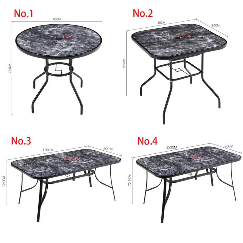 Lifeideas  Marble/Wood Grain Tempered Glass Coffee Table, Folding Outdoor Table with Parasol Hole for Garden/Picnic, Round/Square/Rectangle Shape 5