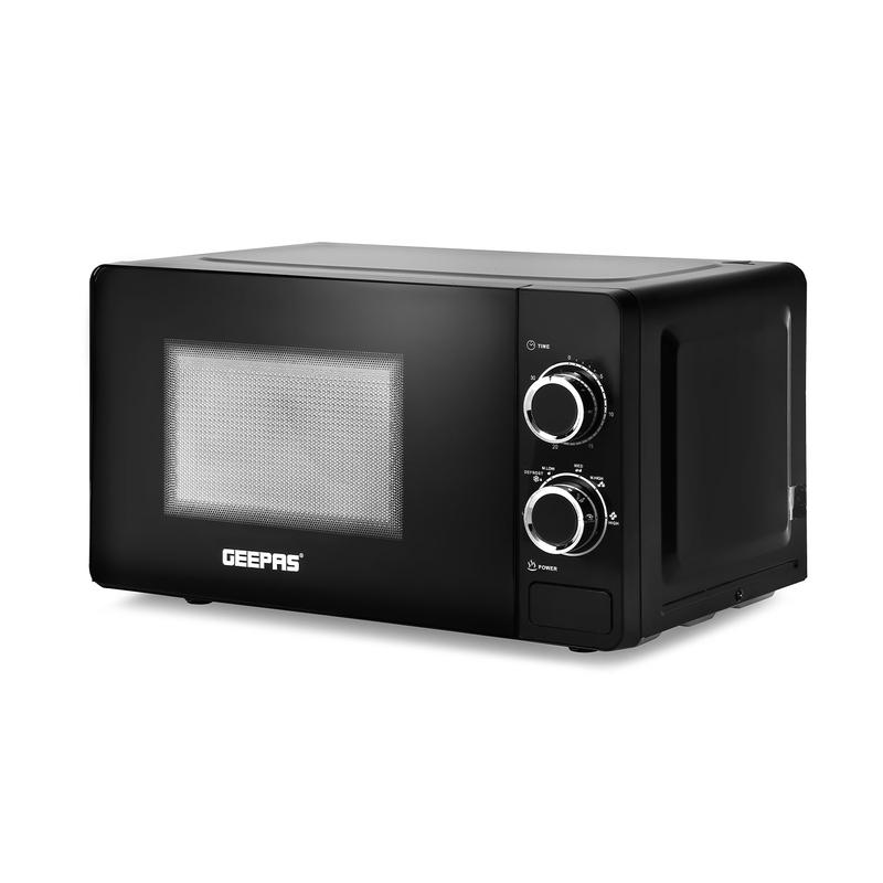 Geepas 20L Black Solo Freestanding Manual Microwave - Perfect for Home Kitchen 0