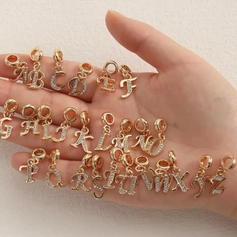 Gold Letter Charm NECKLACE - Charm will be added to a stainless steel chain