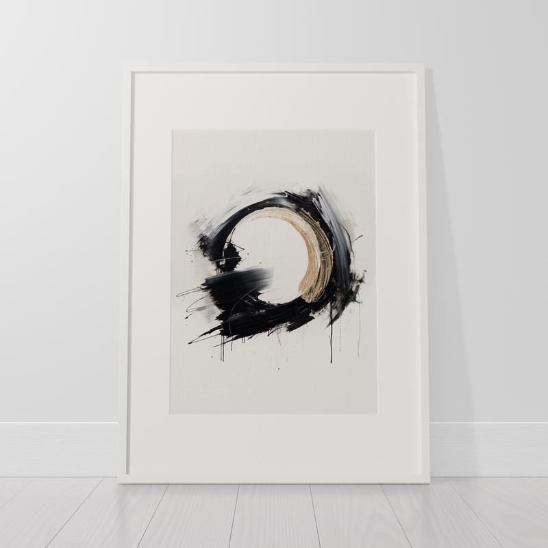 Abstract Wall Art Prints Set of 3 Unframed Black Gold Geometric Contemporary Poster Prints Home Decor 1