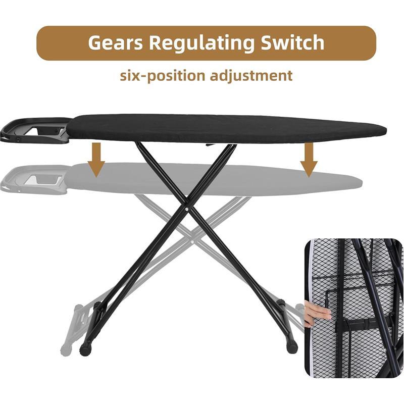 Ironing Board - 120 x 40cm Ironing Board Table Folding Metal Iron,Lightweight Iron Board Rack Foldable Non Slip Adjustable Height (Black)  Cloth Accessories Cover Pad 4
