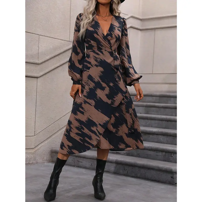 Clasi Allover Print Knot Side Wrap Dress Maxi Women Outfit 3