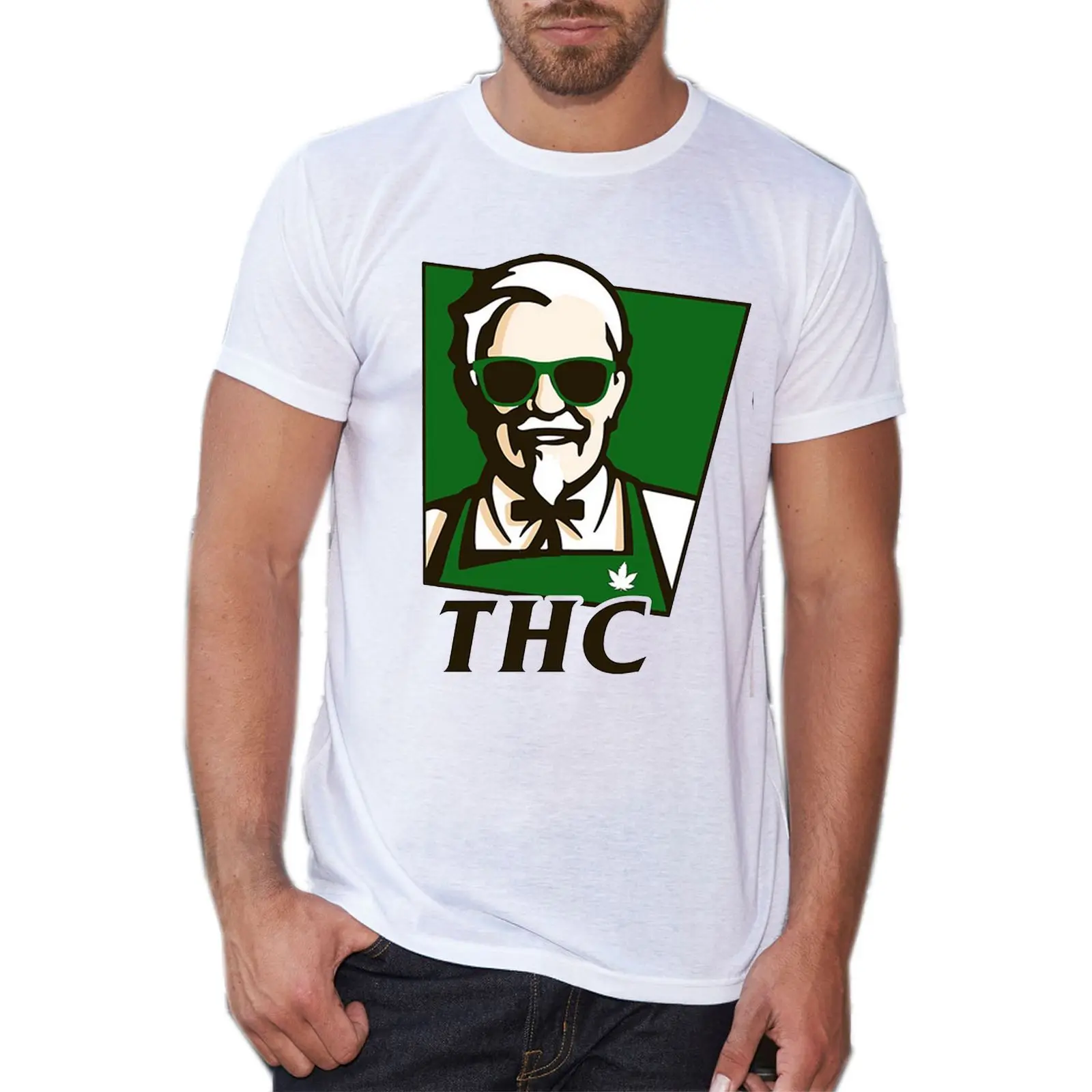 THC KFC T-SHIRT MARIJUANA DRUGS CANNABIS GANGSTER DOPE STONER WEED TOP