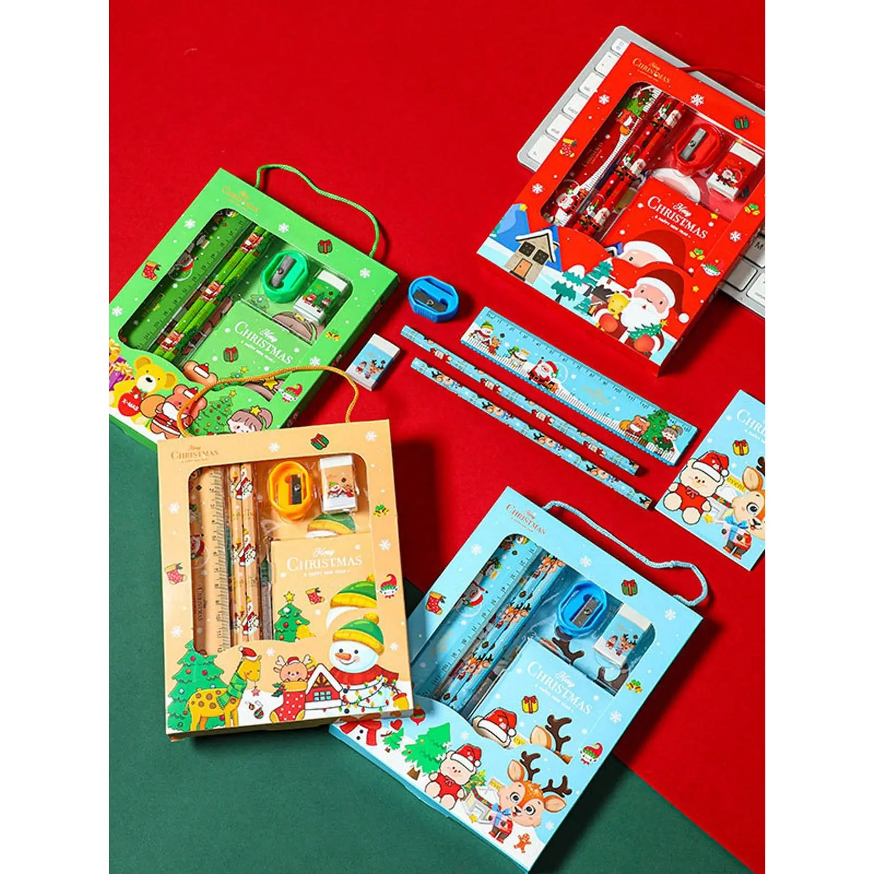 A Total Of 26 Items For You To Choose From, 6 Pieces/Set, 5 Pieces/Set Of Christmas Gift Stationery, Cute Animal Stationery Set, School Supplies, Christmas Multi-Colored Ballpoint Pens, Christmas Office Clips, Folders, Paper Clips, Pencil Sets, Portable S
