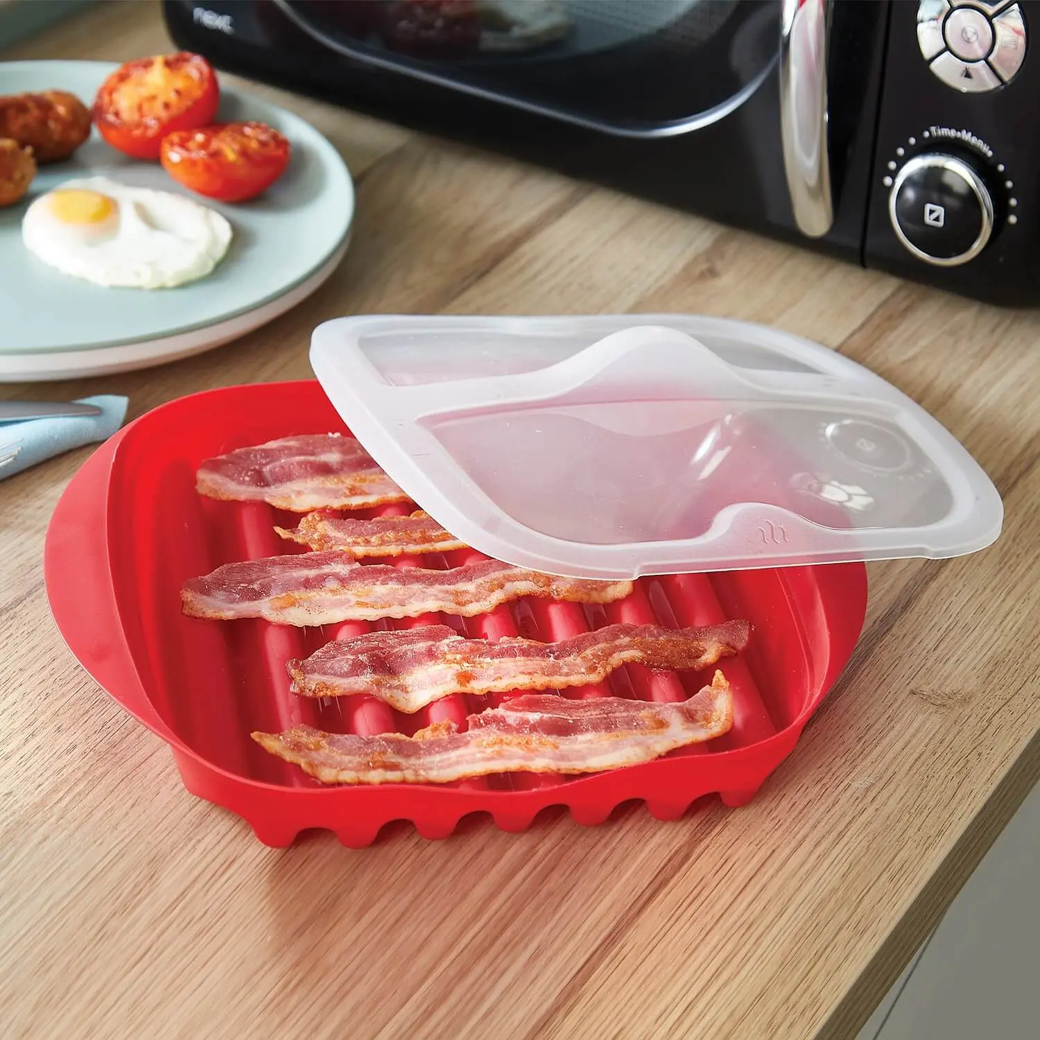 Coopers of Stortford Microwave Lidded Bacon Crisper - Kitchen Utensil & Gadget Silicone