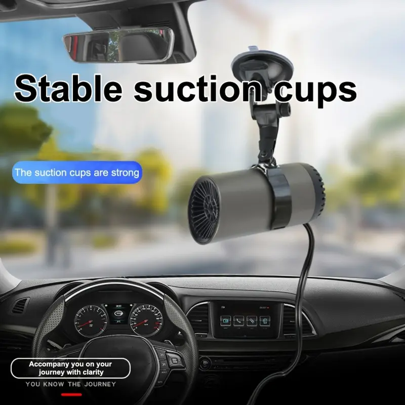 Versatile Car Heater with Suction Cup - 150W, Dual-Function Heating & Defrosting, No Battery Needed, Perfect for Winter Warmth and Clear Vision, Fit 7