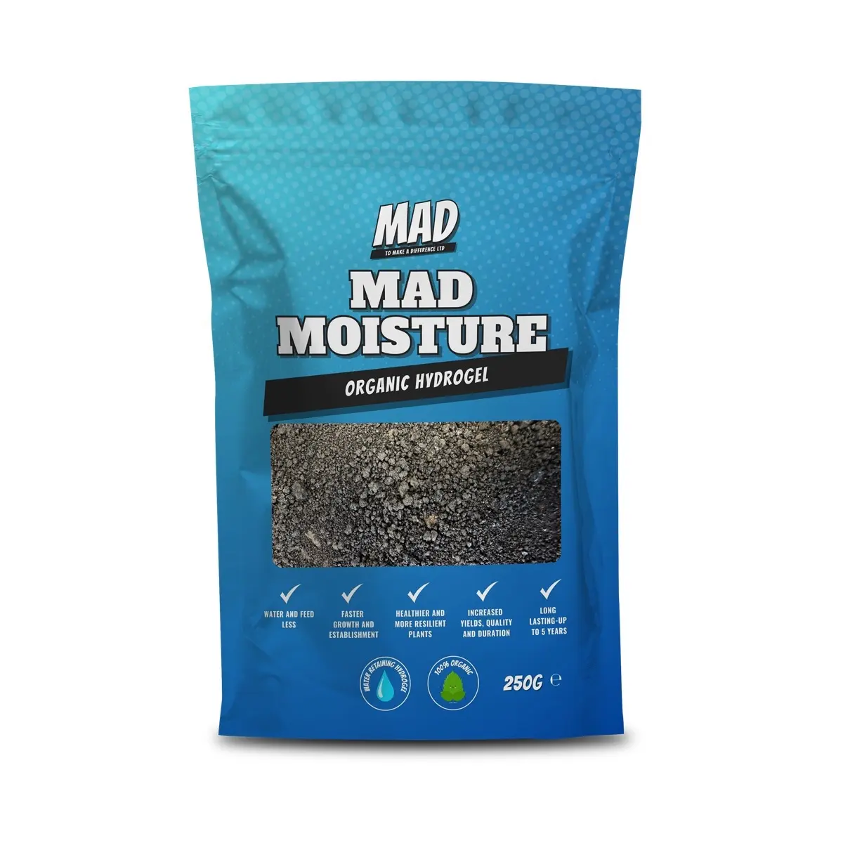 MAD Moisture 100% Organic Hydrogel for Improved Soil Structure and Healthier Plants