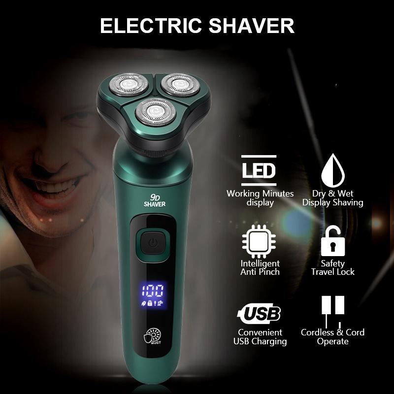 1PC men's electric shaver, 4 in 1 smart electric shaver LCD digital display three head floating shaver washing multi-functional beard knife Smooth Comfort 6