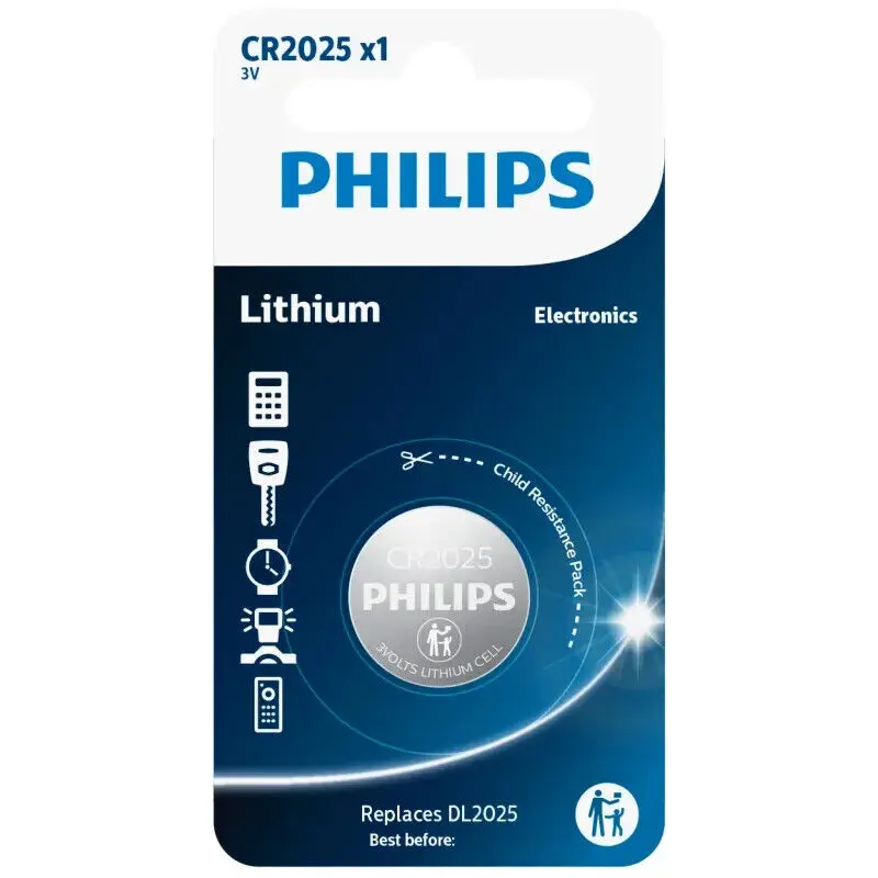 1 x Philips CR2025 Lithium Coin Cell Battery DL2025 3V