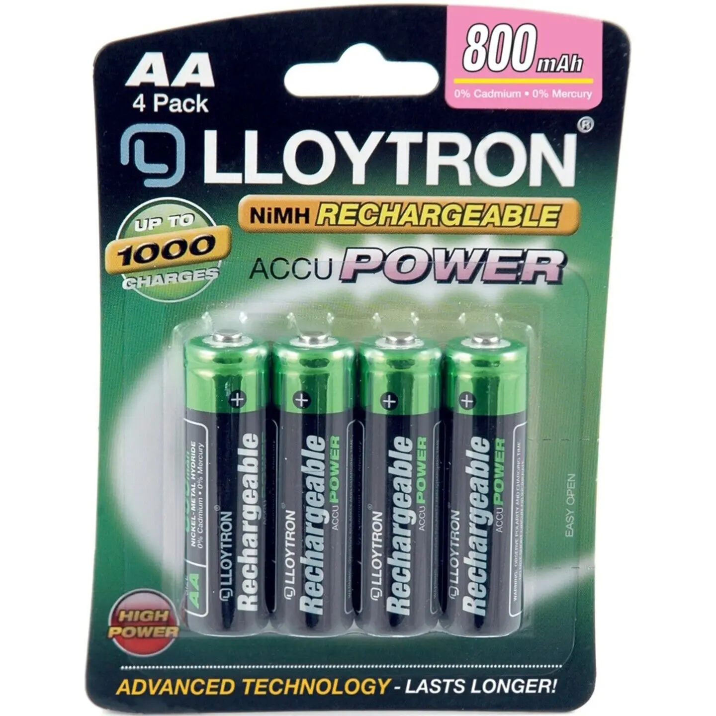 Lloytron Rechargeable AA 800 mAh - Long Lasting Batteries for Smartphones and Devices - Accessories