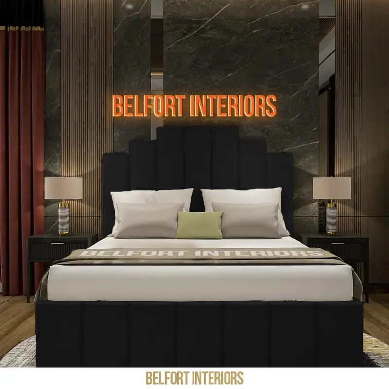 SKYLINE LUXURY OTTOMAN STORAGE PLUSH FABRIC BED FRAME- 3 colours 2