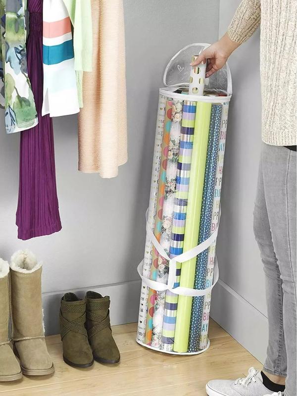 2PCS Cylinder Wrapping Storage Bag for Christmas - Tidy Bag for Wrapping Paper 1