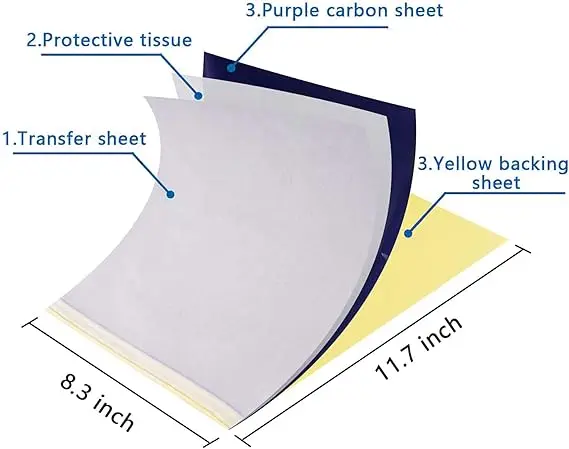 Tattoo Transfer Paper - 40 PCS Tattoo Stencil Paper, 4 Layers 8.5" x 11" A4 Size Tattoo Thermal Stencil Paper for Tattoo Transfer Kit Tattoo Supplies 1