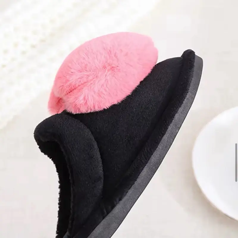 Women's Plush Heart Slippers - Fuzzy, Non-Slip Slip-on House Shoes - Girl, Footwear Comfort Flat Soft Flipflop Slide 1