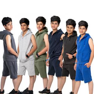 NOROZE Kids Boys Sleeveless Hoodie With Shorts Full Tracksuit set 7-13 Years