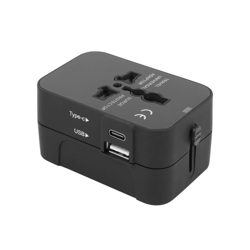 Universal Travel Adapter With USB & Type-C Ports -    US, UK, EU and AU  Fast, Safe and Compact Charger for International Travel Durable Device perfect for charging Tablet, Cellphone, Mobile and More Plug Portable Electronic Socket Protection 1